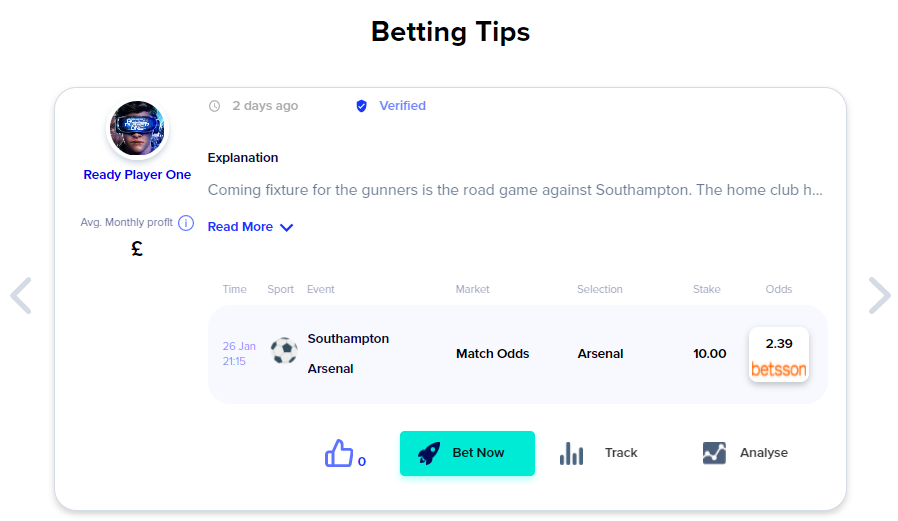 Betting.com - Check Stats, Follow Tipsters, Track & Analyse Bets