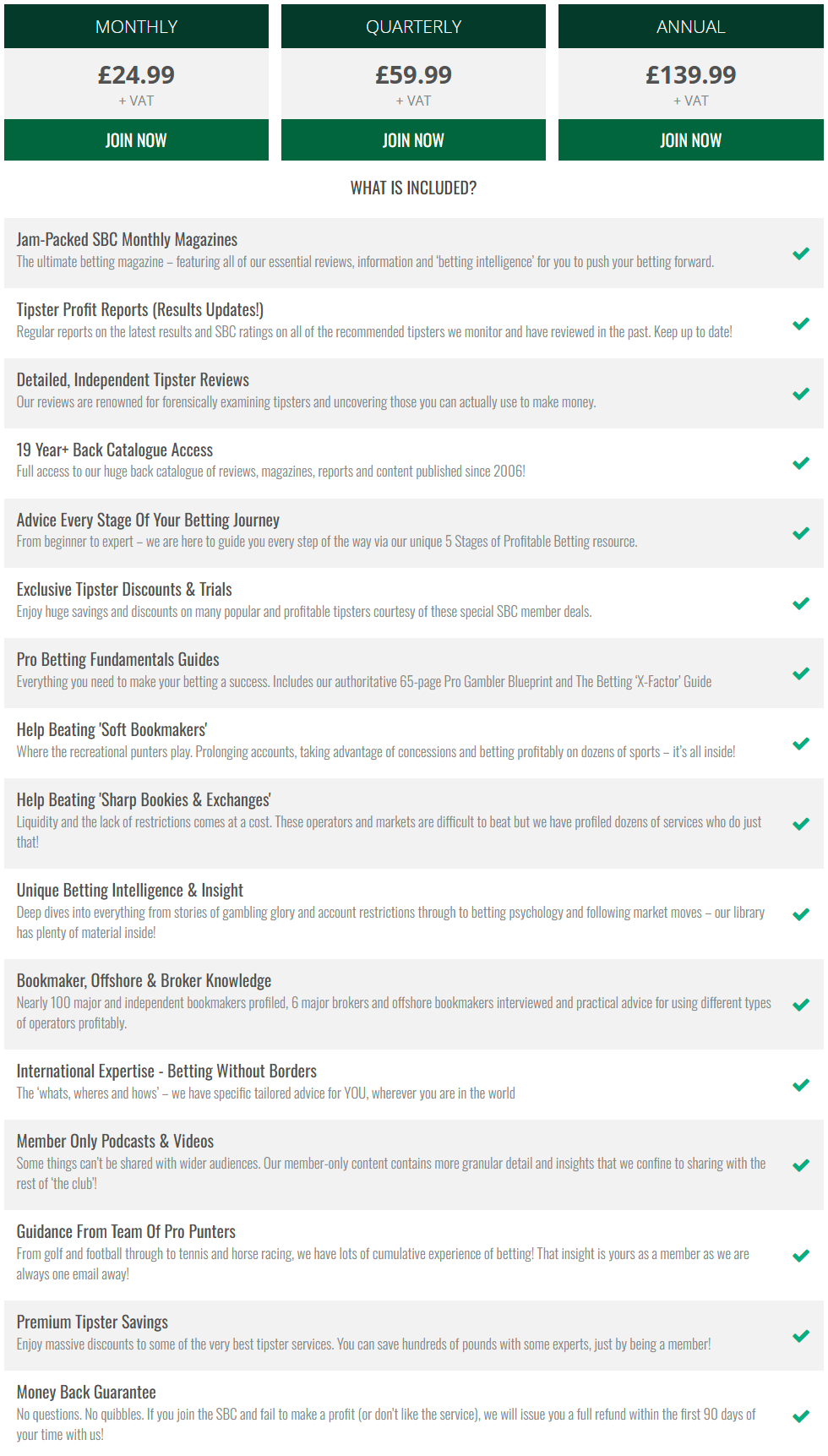 Smart Betting Club Pricing