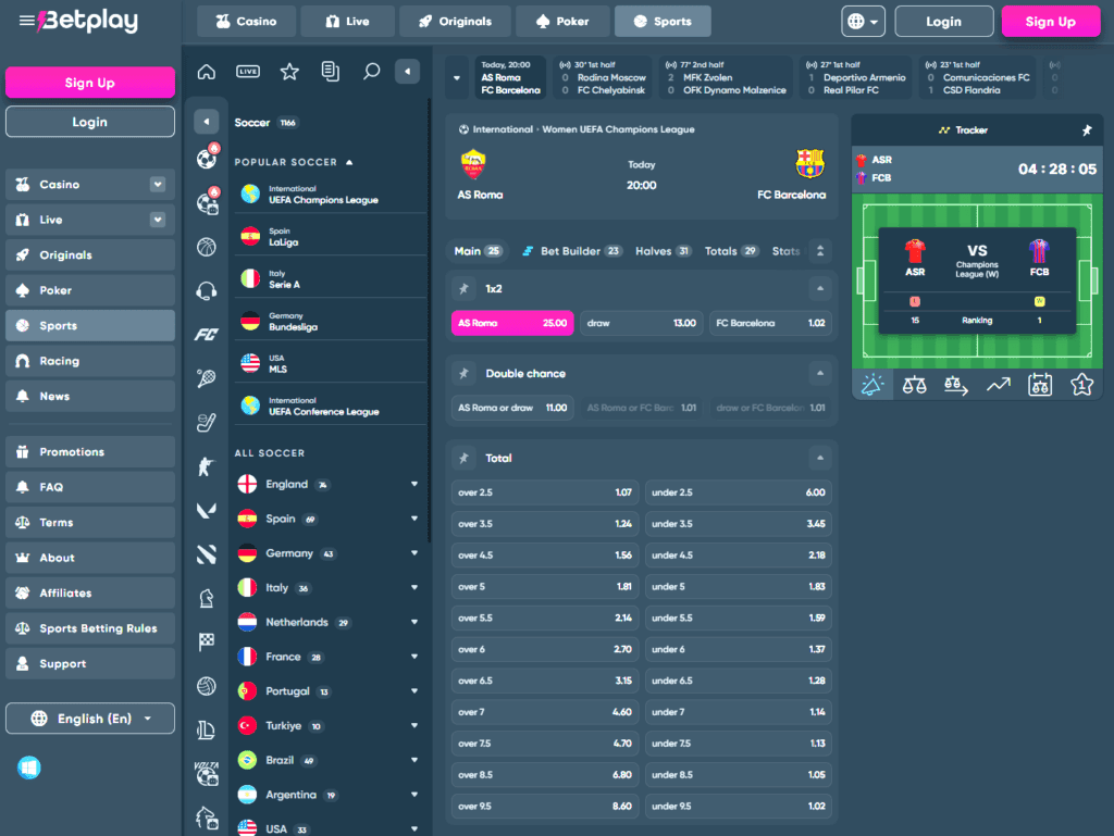 Betplay.io Sportsbook Betting Markets