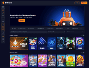 Bitsler casino lobby – slots and provably fair games