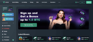 Vave homepage – crypto sportsbook and casino platform
