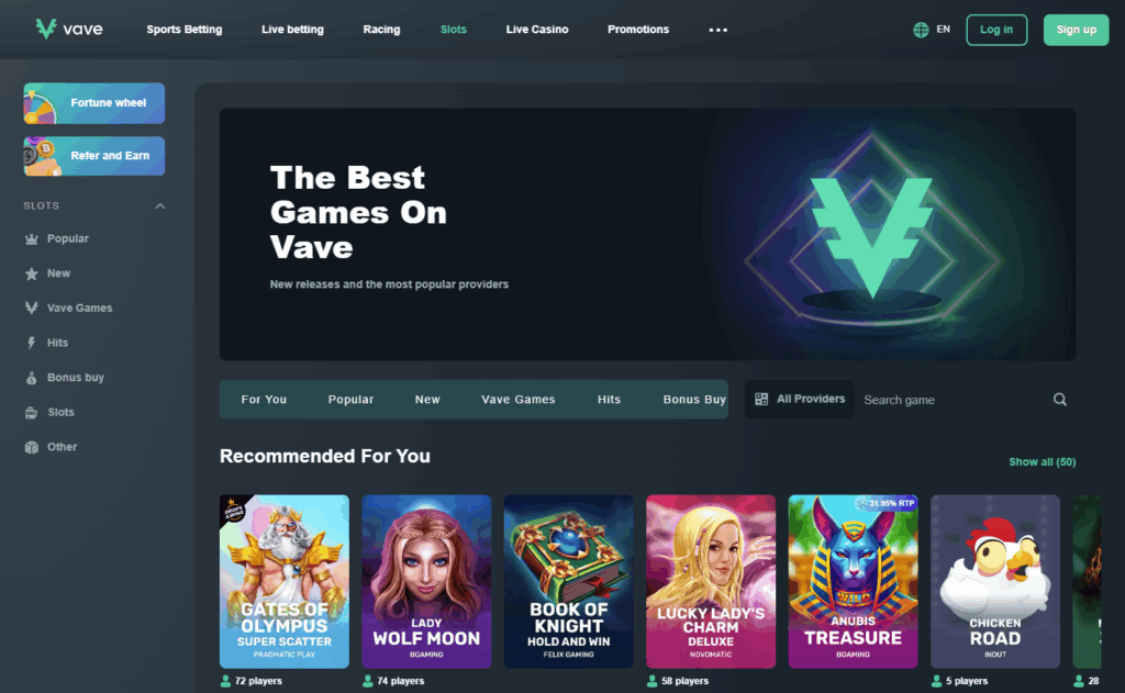 Vave casino – online slots, jackpots, and live dealer games