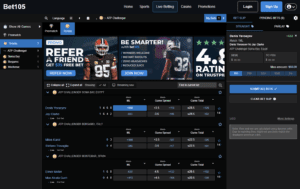 Bet105 live betting screen – dynamic in-play odds