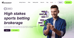 MadMarket home page showing multi-platform access to Edge, Sharp Exchange and Probet42.