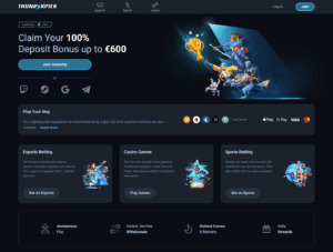 Thunderpick homepage – crypto sportsbook and casino platform