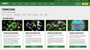 Unibet promotions page highlighting the Bet £10 Get £30 in Free Bets welcome offer and ongoing sports bonuses.