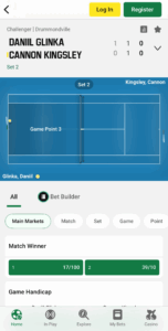 Unibet mobile app betting market view showing live football odds and user-friendly navigation.